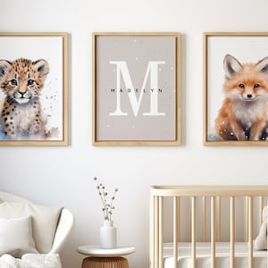 Safari Nursery Decor: Personalized Baby Animal Prints (Digital Download)