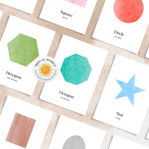 12 cartes flash formes arc-en-ciel, matériel préscolaire, imprimables pour l'école à la maison, matériel Montessori, cartes flash géométriques, TÉLÉCHARGEMENT NUMÉRIQUE