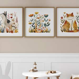 Norwegian Folk Art Floral Bird Print Set of 3, Nordic Wall Art, Bedroom Living Room Home Cafe Decor, Scandinavian Art, Digital Download