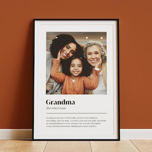 Personalised Grandma Print, Granny Definition, Personalised Gift for Nanny, Gift for Nan, Christmas Grandma Gift, Photo Mother&#39;s Day Gift