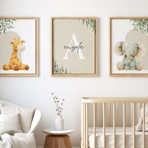 Jungle Animal Nursery Decor Print Set: Personalized Safari Art (Digital Download)