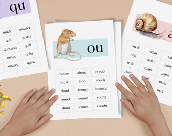 印刷可能なフォニックスカード：サイトワード、幼稚園児向け読み書き（デジタルダウンロード）