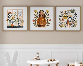 Nordic Floral Print Set: Scandinavian Folk Art (Digital Download)