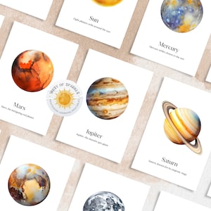 15 Sonnensystem Bildkarten, Weltraum Bildkarten, Homeschool Druckbare Karten, Montessori Materialien, Hausschulkarten, SOFORTIGER DOWNLOAD