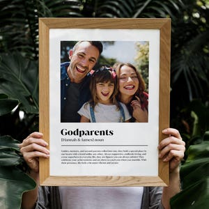 Personalised Godparents Print, Godparents Definition, Personalised Gift for Godparents, Christmas Photo Gift for Godparents, Godparents Art