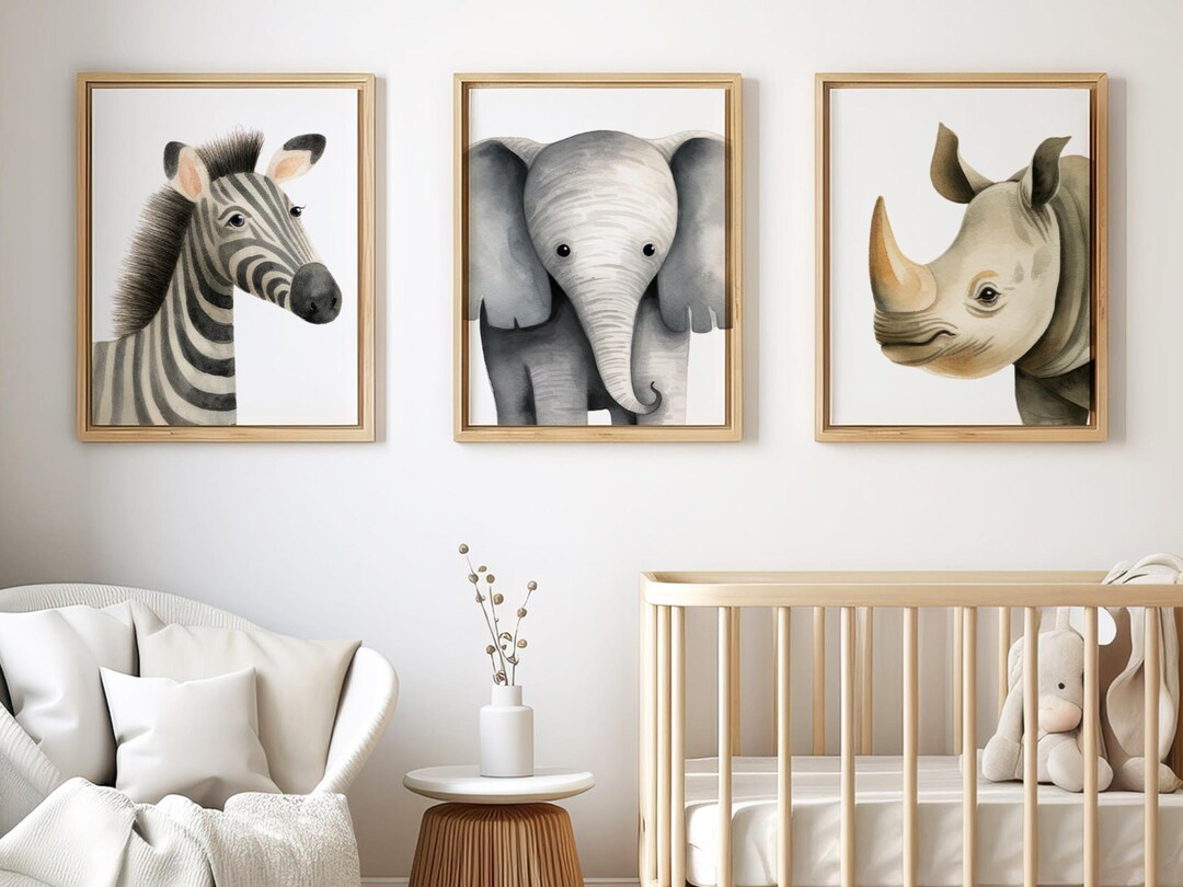 Jungle Animal Nursery Prints: Safari Decor, Set of 3 (digital Download ...
