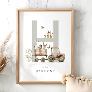 Impressão de animal de fazenda, arte de parede de berçário de fazenda, animais de fazenda, impressão de letras e nomes de animais de fazenda, impressões de berçário, arte de parede de berçário, berçário de fazenda