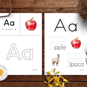 Druckbare Natur Alphabet Blätter, Montessori Busy Buch, Homeschool Mourning Backet, Natur Arbeitsblatt, Digitale Alphabet Ablaufverfolgung Arbeitsblätter