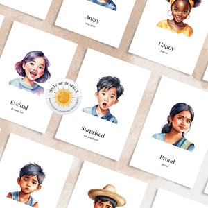 20 Kinder Gefühle Karte, Gefühlskarten, Homeschool Material, Lehrende Kunst, Gesichts Emotionen Karten, beruhigende Ecke, DIGITAL DOWNLOAD