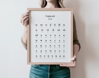Gujarati Alphabet Chart Printable: Educational India Poster (Digital Download)