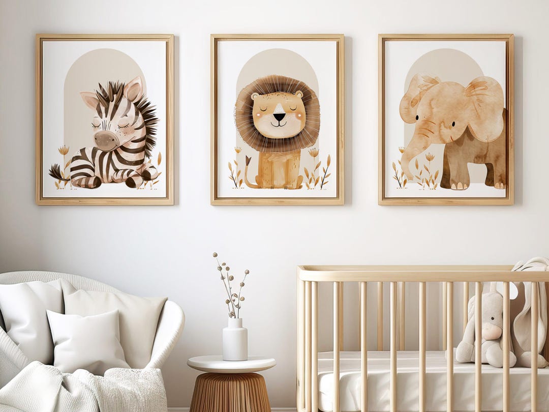 Set of 3 Jungle Animal Nursery Decor Wall Art Print, Safari Nursery ...