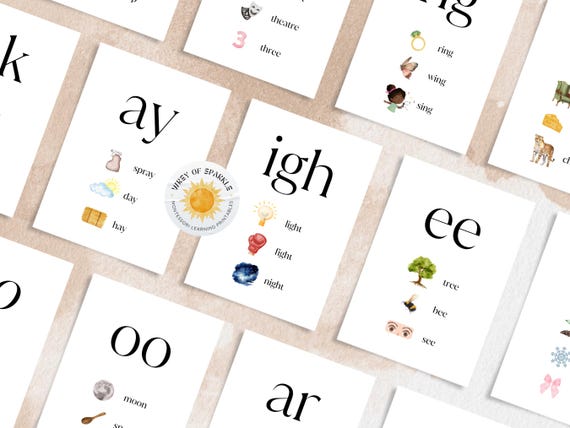 Phonics Flashcards: UK Homeschooling, Montessori, EYFS (Digital Download)