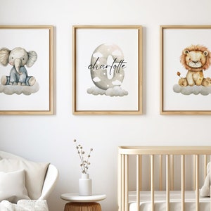 Jungle Animal Nursery Decor: Personalized Safari Prints (Digital Download)
