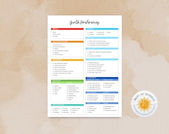 Druckbare Geburtsplan Vorlage: Regenbogen Design (Digitaler Download)