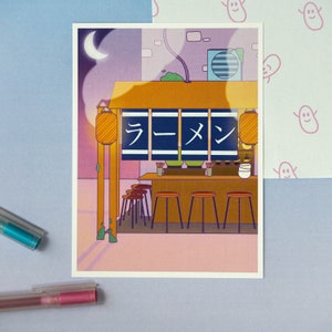 Ramen Shop Art Print | Miniprint | Lofi Art Print | Japanese Art Print