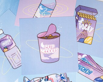 Galaxy Asian Snack Art Prints | Miniprint | Lofi Art Print | Vapor Wave