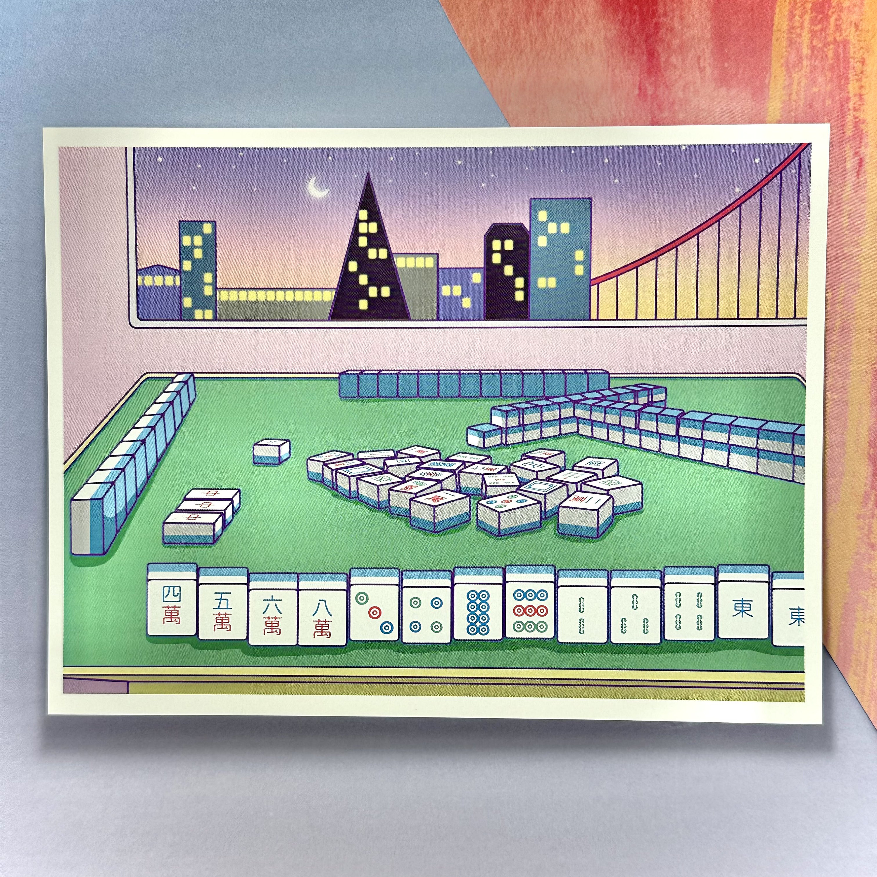Mahjong Art Print | Miniprint | Lofi Art Print | Vapor Wave - …