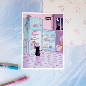 Midnight Snack Aesthetic Art Print | Miniprint | Lofi Art Print | Vapor Wave