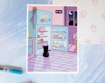 Midnight Snack Aesthetic Art Print | Miniprint | Lofi Art Print | Vapor Wave