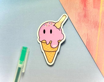Pegatina de amigo de helado / pegatina de helado / pegatina de vinilo brillante impermeable / lindo