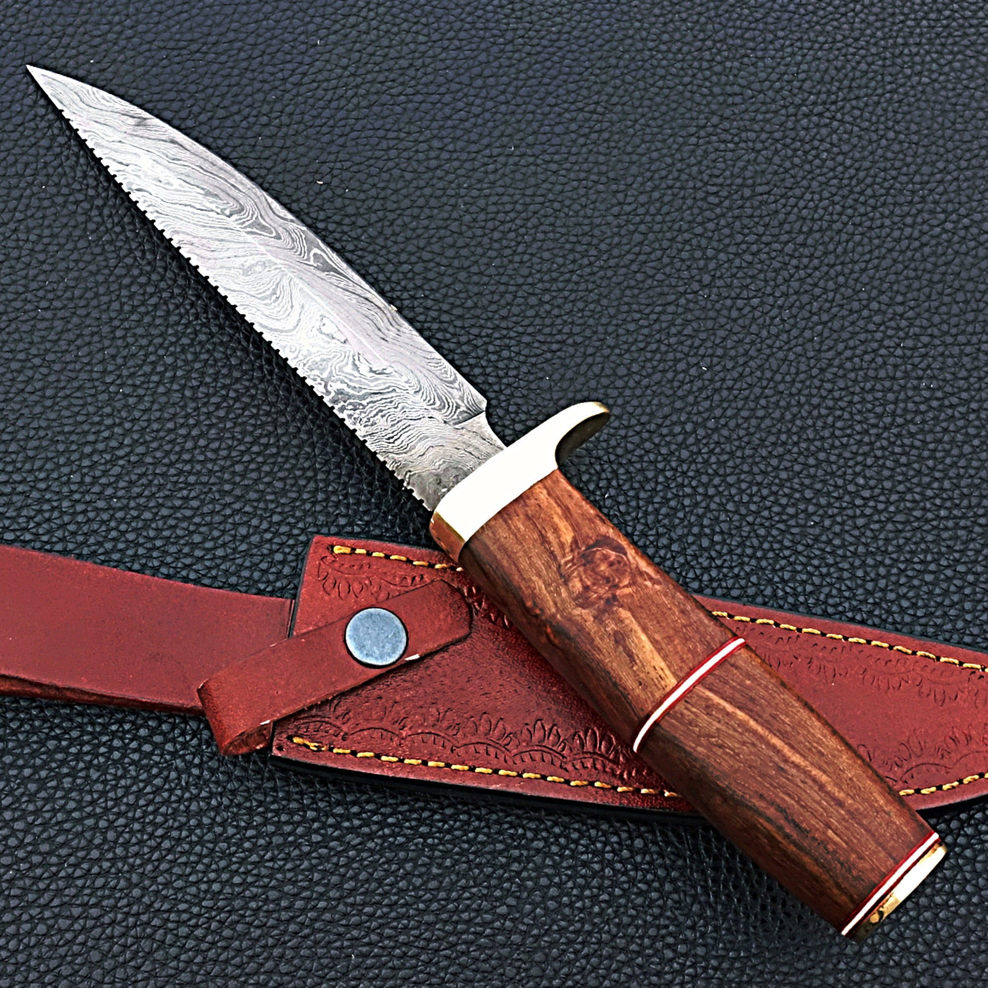 Hunting Vintage Knife With Free Case Damascus Hunting Knife Etsy