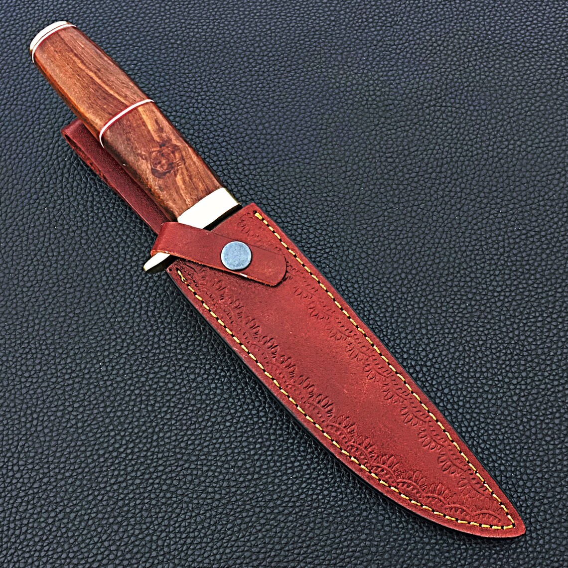 Hunting Vintage Knife With Free Case Damascus Hunting Knife Etsy