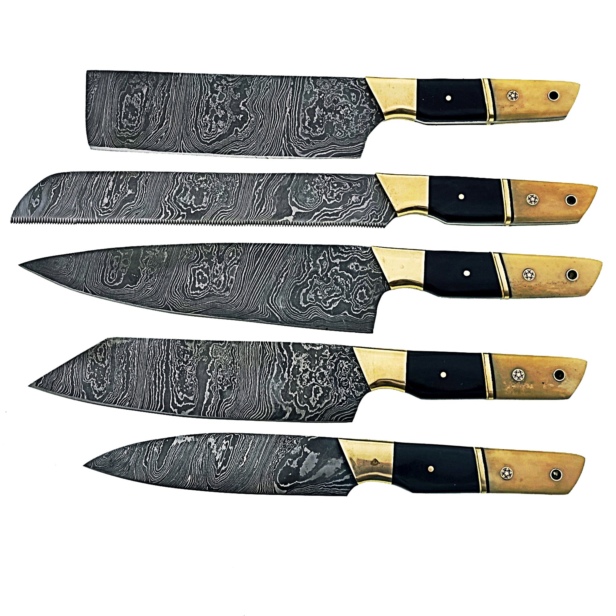 Master Chef Knife Set Camel Bone Damascus Steel 5 Piece Set Etsy