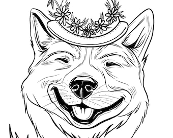 Dogs in Hats Digital Coloring Page Bundle. Instant Download / Printable