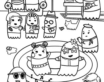 Ghost Coloring Page Etsy