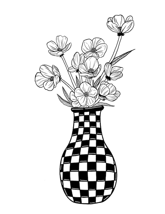 How to Draw a Flower Vase / Coloring Page for Children - Learn Color -  YouTube