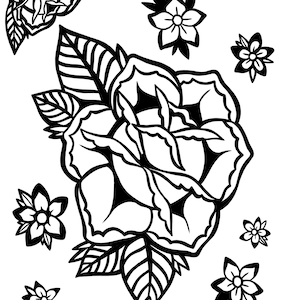 Old School Traditional Style Tattoo Digital Coloring Page Bundle. Instant Download / Printable