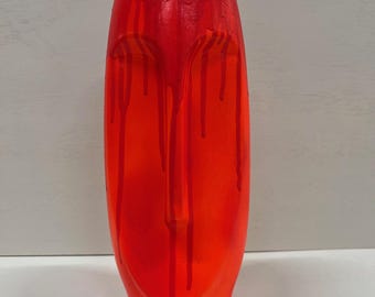 Jarrón de cerámica con forma de rostro / pieza única / maceta con forma de rostro / decoración rosa y naranja