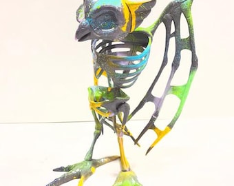 折衷的なフクロウの骨格アート：ハロウィンのポップアート装飾