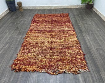 ハンドメイドのモロッコベルベルラグ：ヴィンテージシルクエリアラグ