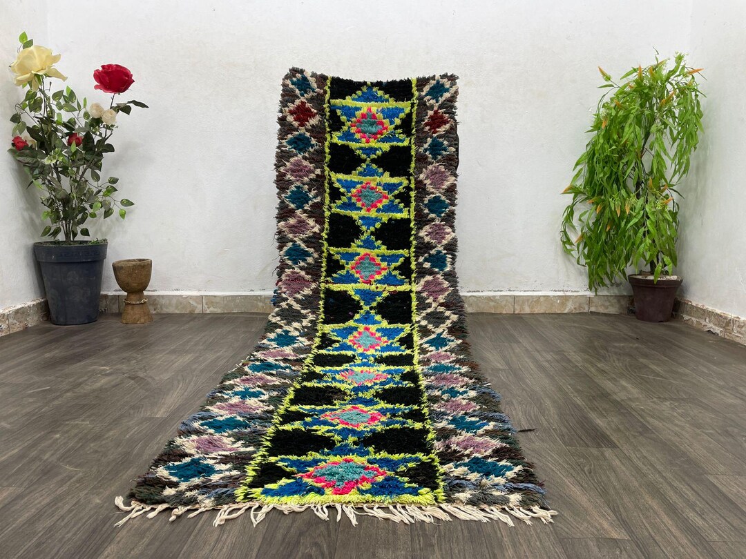 Handmade Rug Runner Hallway Decor Sign - Wool Rug Green and Black - - Etsy