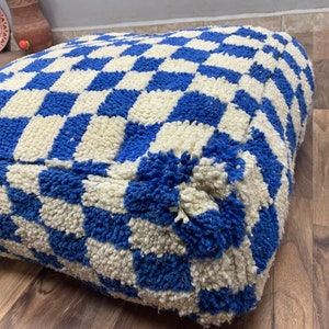 Handmade Moroccan Pouf Checkered Home Decor