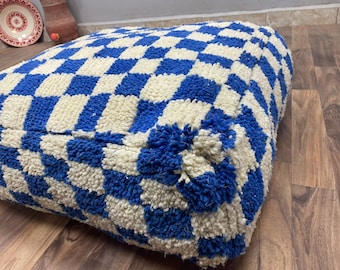 Handmade Moroccan Pouf Checkered Home Decor