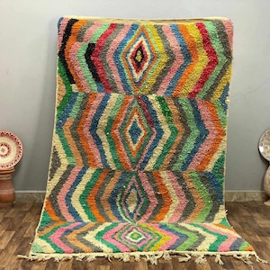 Striped Handmade Shag Rug Living Room Large, Beaded Curtain Rug Colorful, Berber Area Rug 12x15, Unique Rug Hooking