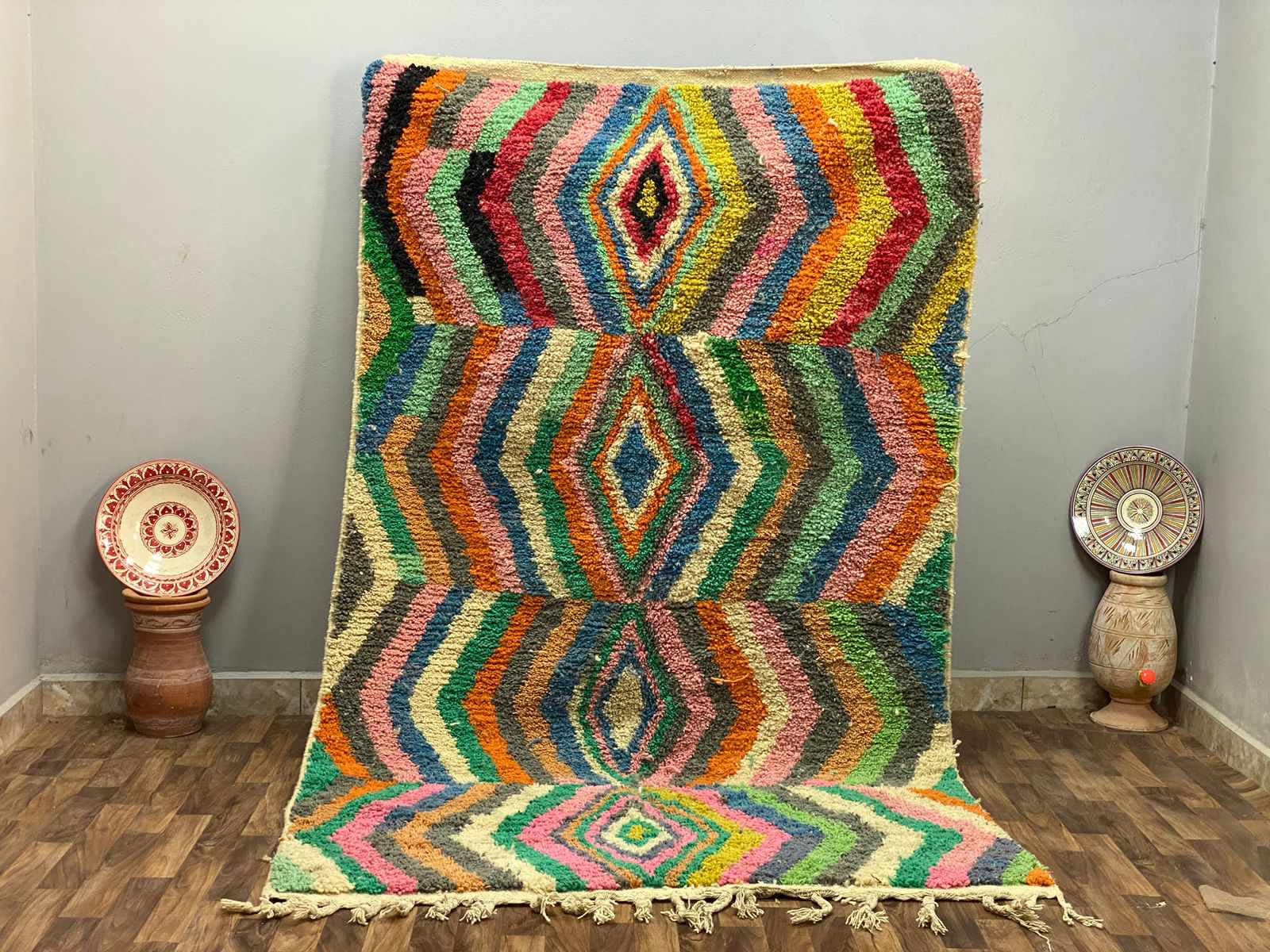 Striped Handmade Shag Rug Living Room Large, Beaded Curtain Rug Colorful, Berber Area Rug 12x15, Unique Rug Hooking