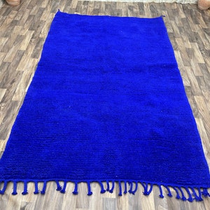 Handmade Moroccan Blue Rug Wool Yarn Ready to Ship Rug 8x10 Personalized Home DECOR Gifts Mom image 3