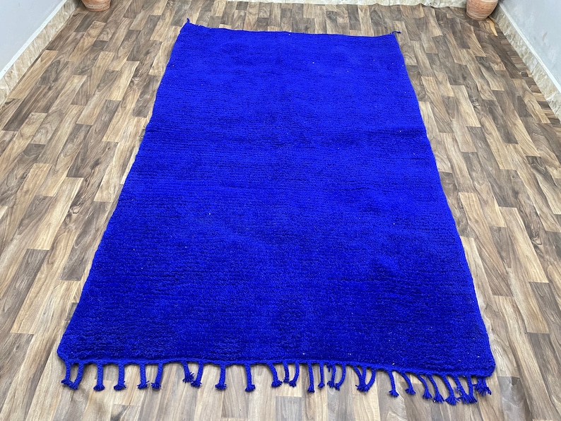 Handmade Moroccan Blue Rug Wool Yarn Ready to Ship Rug 8x10 Personalized Home DECOR Gifts Mom image 3