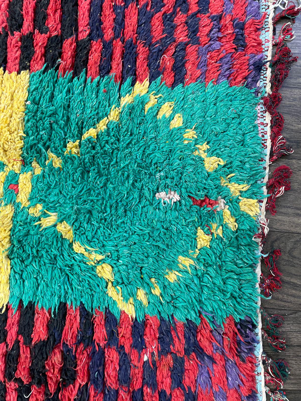 【新品/一点物】モロッコのベルベルラグ 101×60　No. 4 ハンドメイドウールベルベルラグランナー：ボヘミアン風モロッコ風