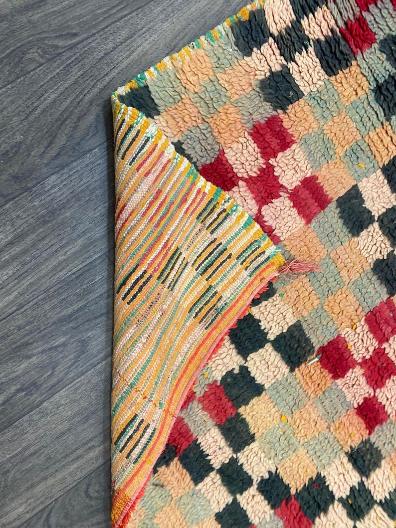 Beautiful Bedroom Rug Small, Checkered Morocco Rug Berber Carpet, Boho