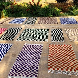 Handmade Moroccan Checkered Wool Rug - Berber Design 5x7 ft