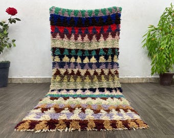 手織りモロッコラグ：ヴィンテージベルベルラグ、素朴なボヘミアン風