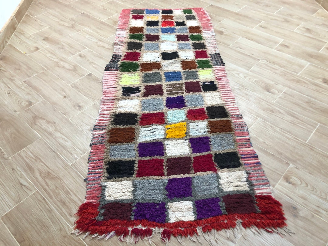 3x7 Ft Rustic Rug Runner Vintage Moroccan Small Runner Moroccan Rug Handmade Berber Runner Rug