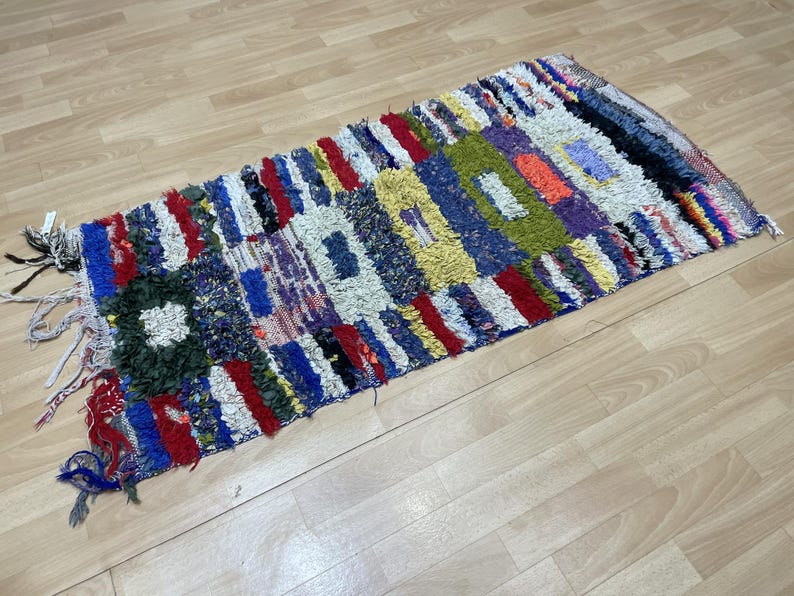 Berber Carpet, Cotton Small Rug, Fabric Gift, Boujaad Carpet, Animal