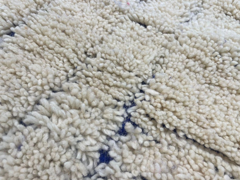 Handmade Custom Rug White and Blue, Modern Moroccan Rug Personalized