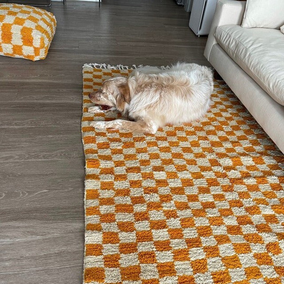 Custom Checker Rug 8x10 Custom Checkered Rug Large Handmade Rug Wool