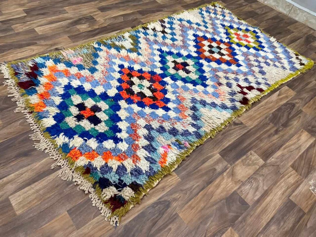 Checkered Rug Blue Checkered Rug Atlas Handmade Rug Runner for Kitchen ...